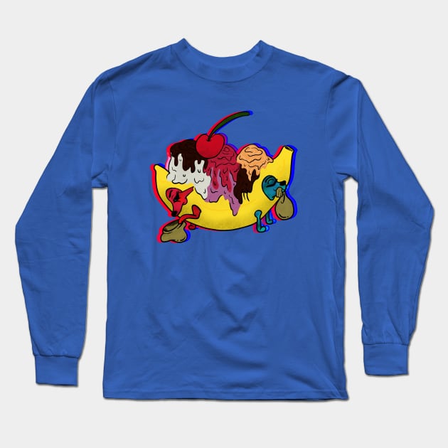 Trippy Banana Split Long Sleeve T-Shirt by theartBinn